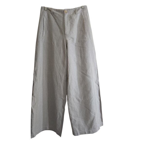 Tela Vanda Trousers In Pearl Grey Loose Wide Leg Cotton Linen Blend Small IT42 - Picture 3 of 13